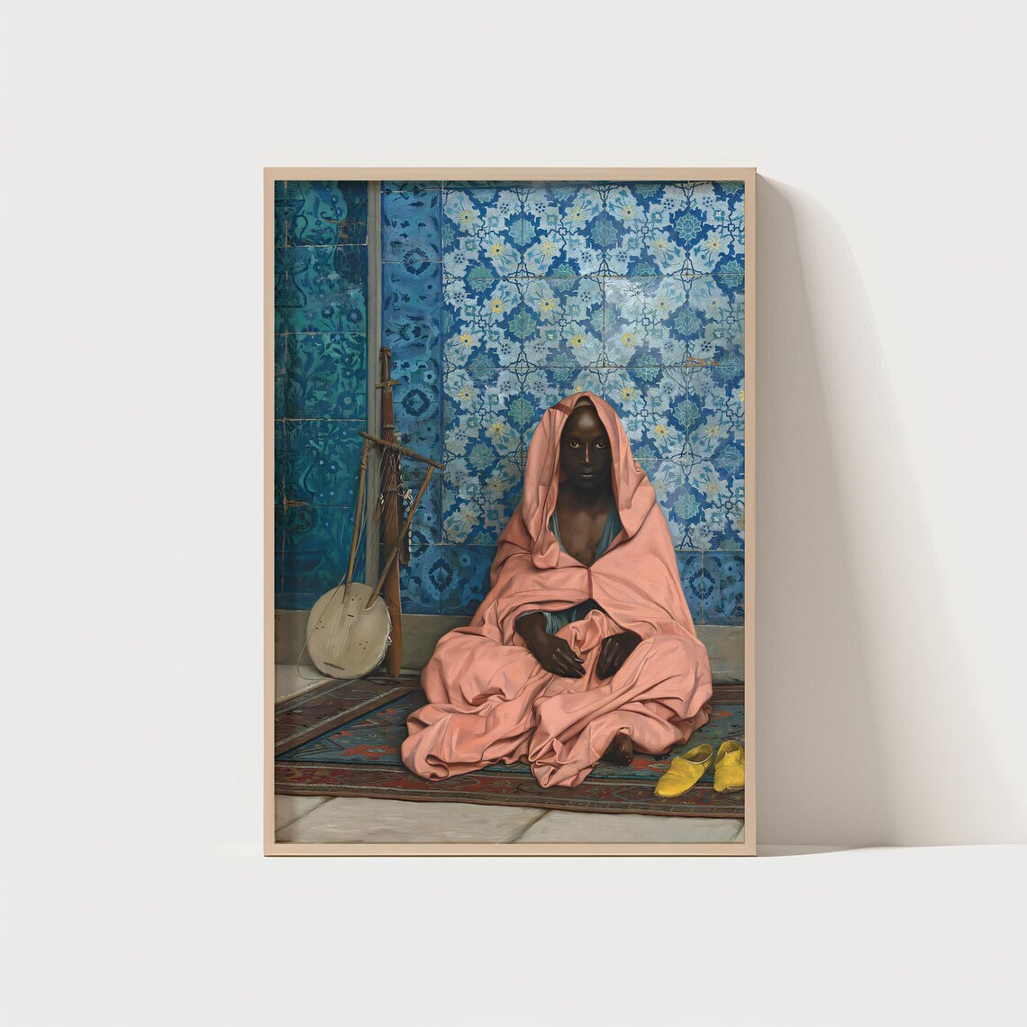 Orientalist Musician With Lute Vintage Exotic Painting Poster