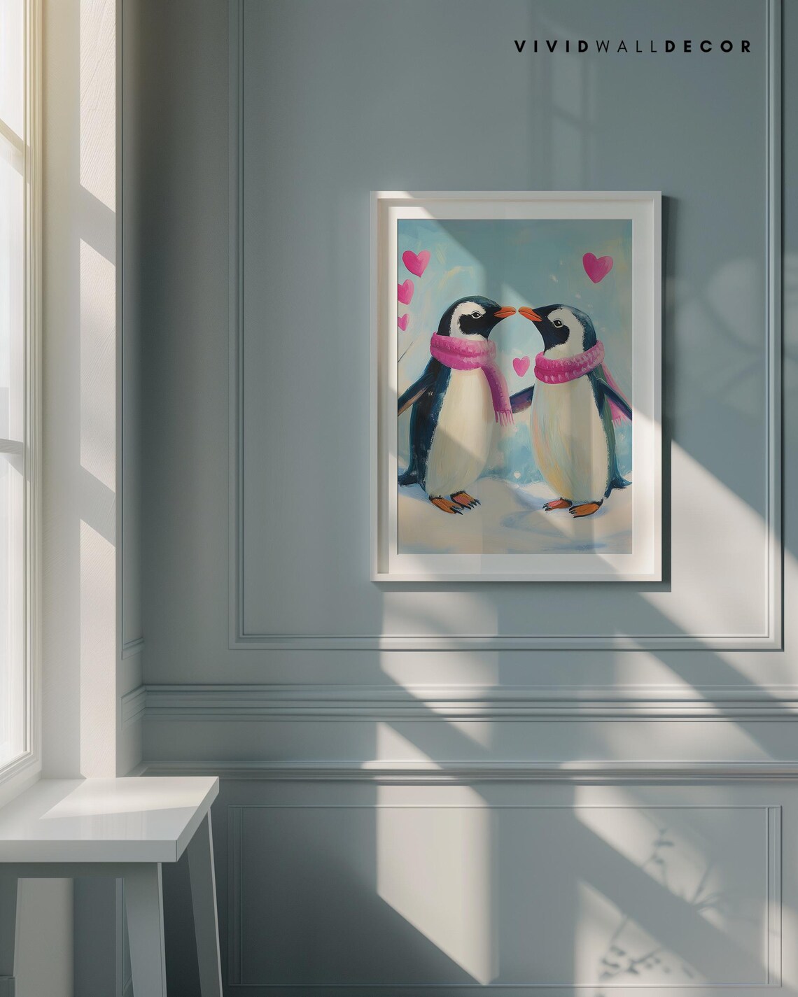 Penguin Couple In Pink Scarves Winter Snow Love Birds Poster - Image 4