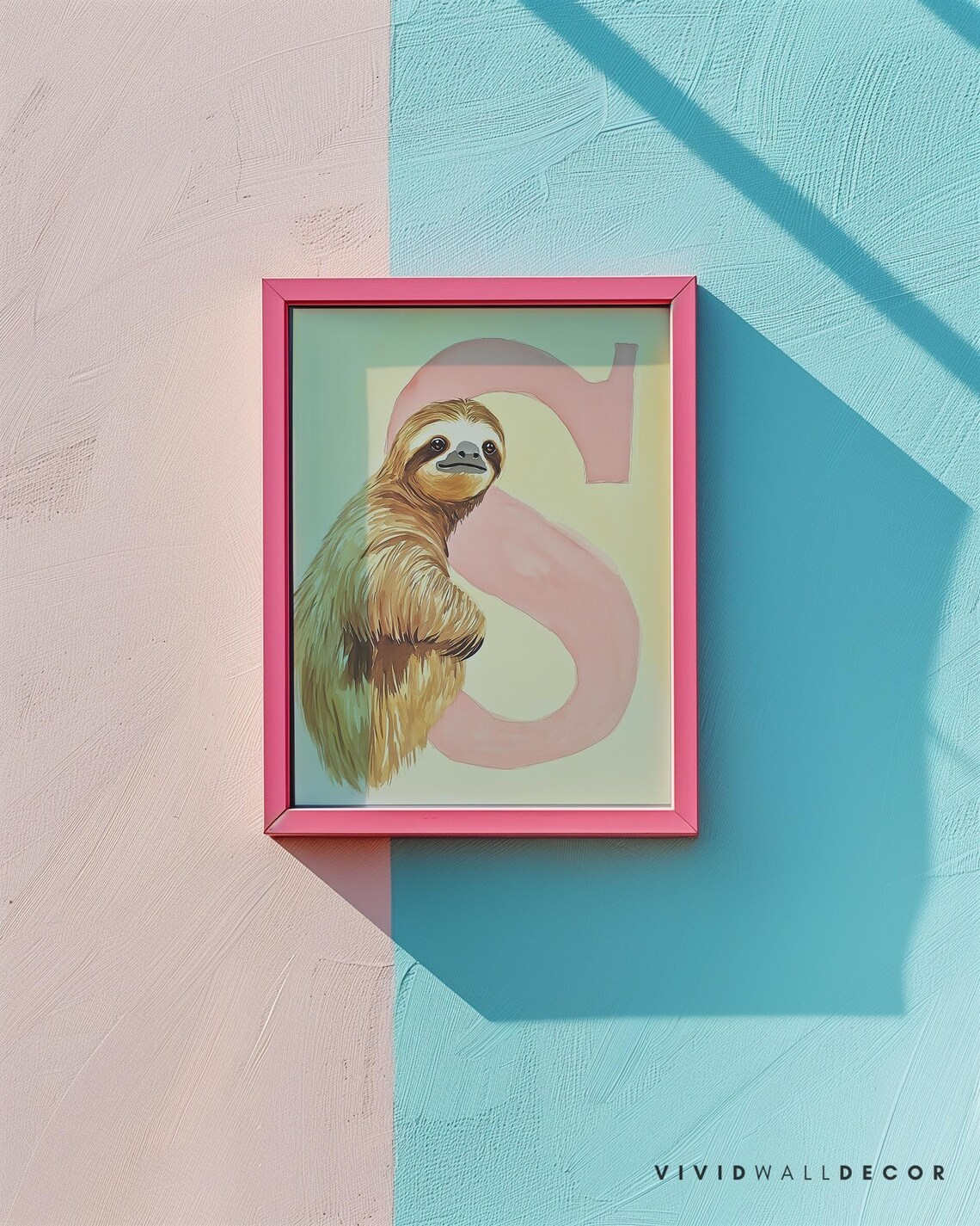 Sloth Letter S Pastel Nursery Art Poster for Kids Room Wall Decor - Image 2