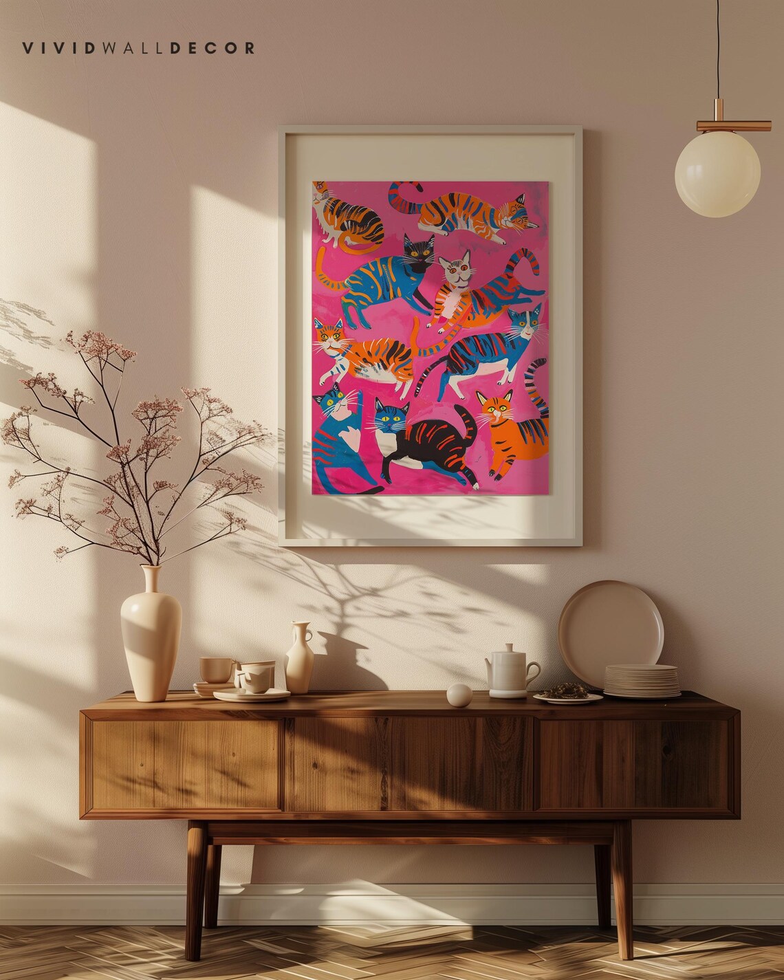 Cute Cats Maximalist Art Print, Bold Colorful Decor - Image 3