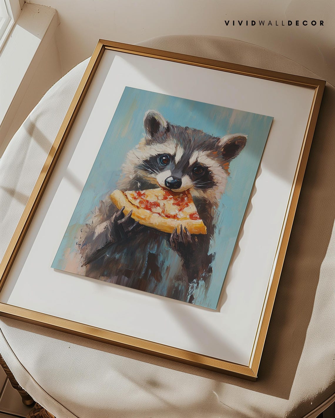 Cute Raccoon Eating Pizza Slice Funny Quirky Animal Wall Poster - Image 3