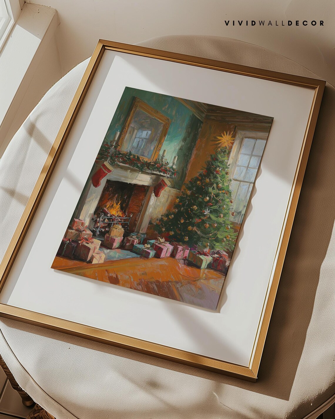 Cozy Christmas Morning Fireplace Tree And Gifts Holiday Poster - Image 3