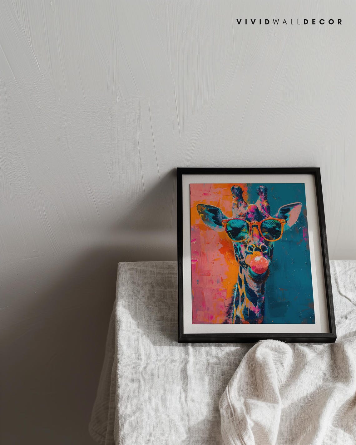 Giraffe in Sunglasses Blowing a Pink Bubblegum Pop Art Poster - Image 2