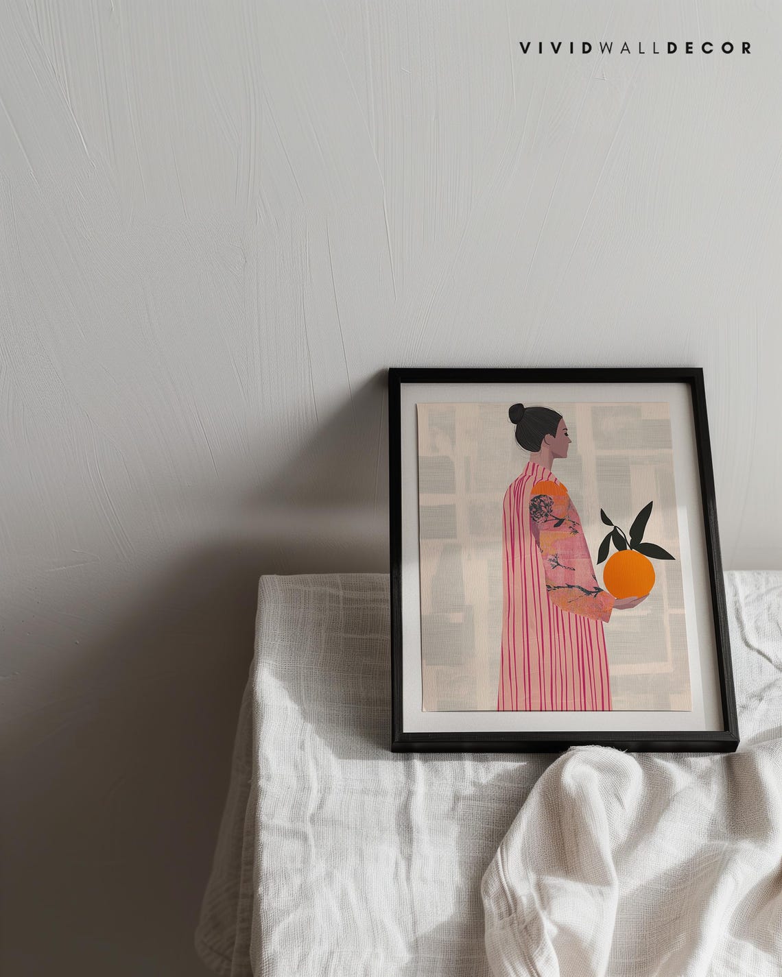 Minimalist Woman Holding Giant Orange Citrus Modern Art Poster - Image 2