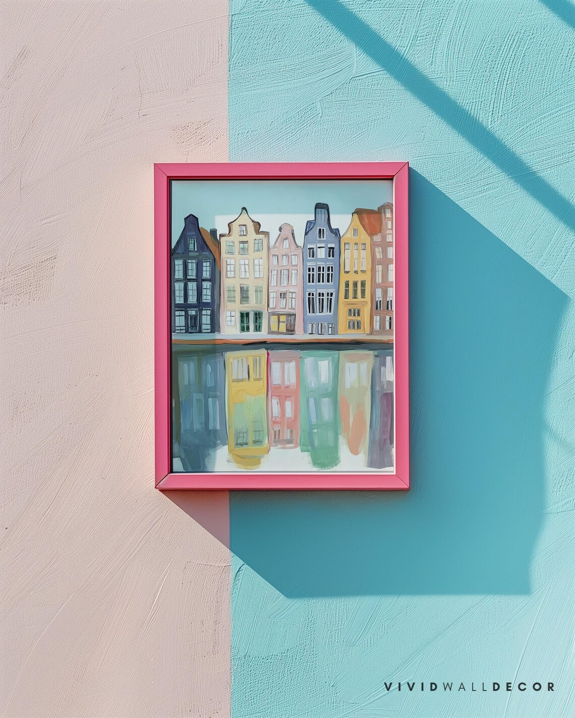 Amsterdam Canal Houses Reflection Whimsical Cityscape Poster - Image 2