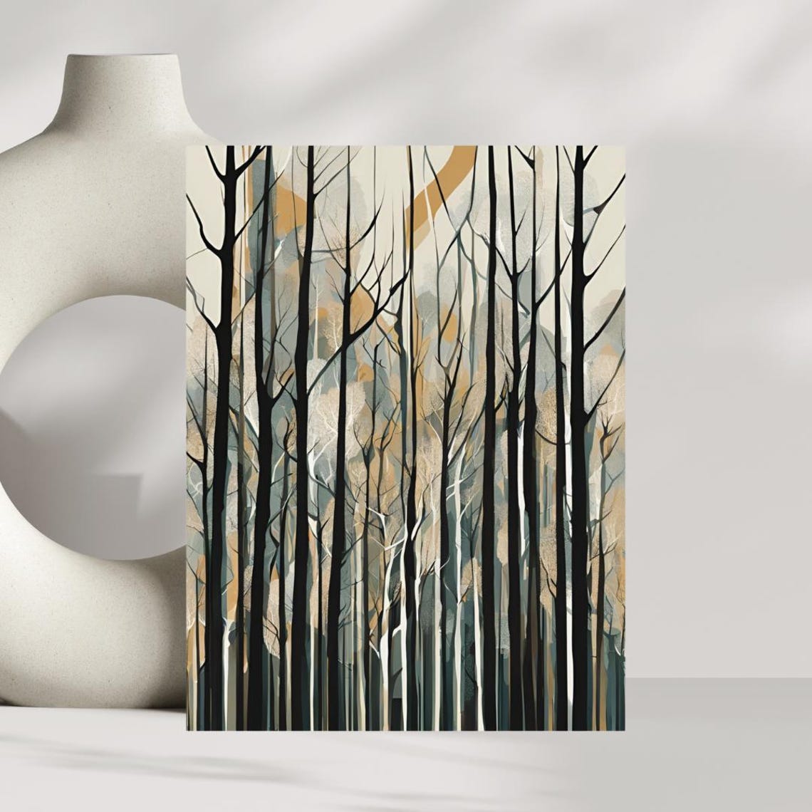 Abstract Trees Art Print Neutral Botanical Wall Decor