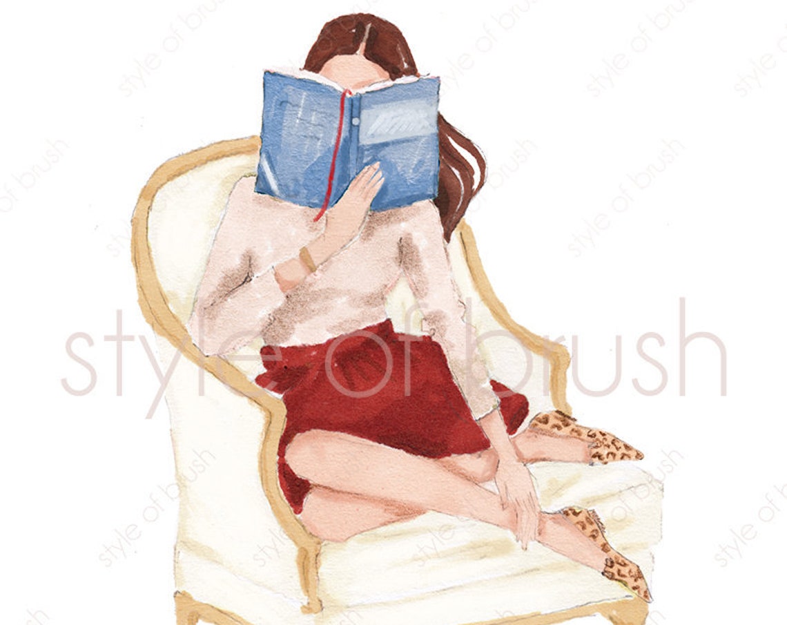 Reading Illustration Books Lover Cozy Illustration Fashion Illustration - Image 2
