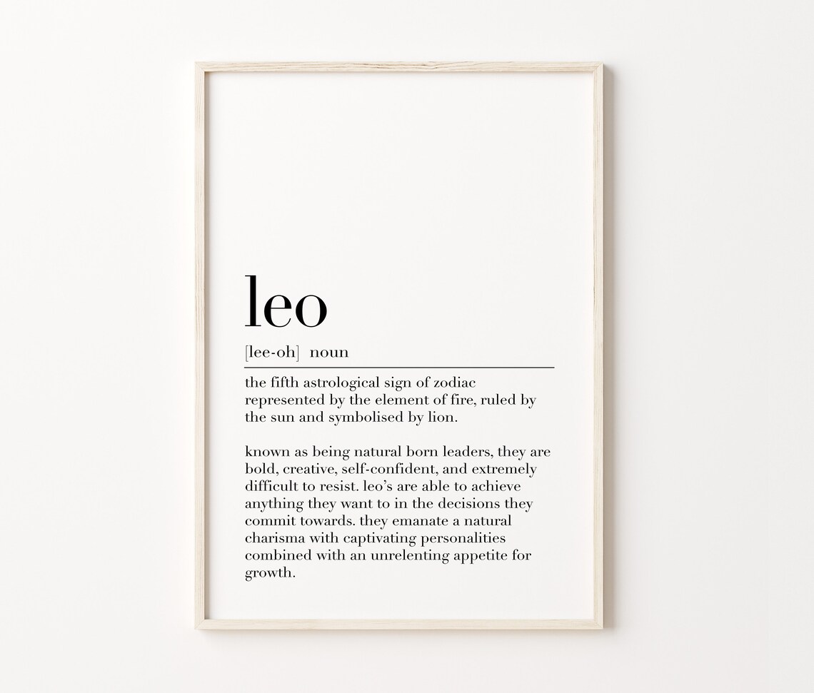 Leo Definition Poster Leo Zodiac Print Zodiac Wall Art Leo Quote Poster Astrology Gifts Dictionary Poster - Image 4