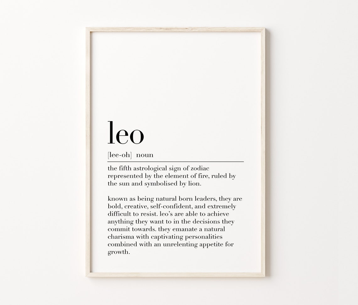 Leo Zodiac Definition Astrology Minimalist Dictionary Art Poster - Image 4