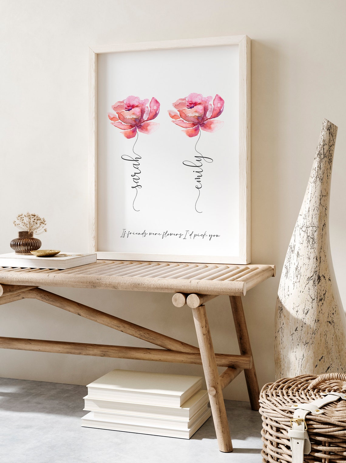 Personalized Flower Names Print Best Friend Gift Custom Wall Poster - Image 3