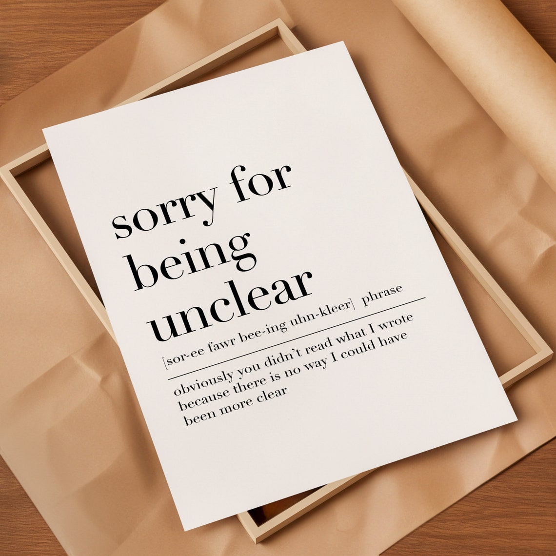 Sorry For Being Unclear Funny Office Email Dictionary Quote Poster - Image 2