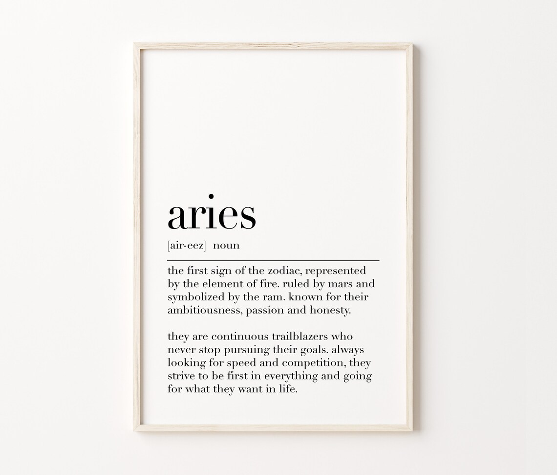 Aries Aries Poster Astrological Sign Aries Definition Print Zodiac Gifts Aries Quote Dictionary Poster Aries Funny Gifts - Image 4