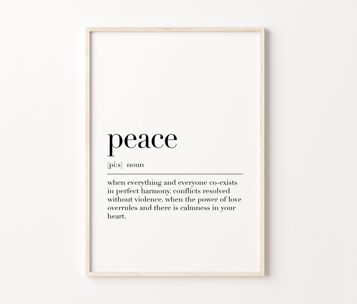 Peace Quote Typography Art Print, Peace Sign Definition - Image 4