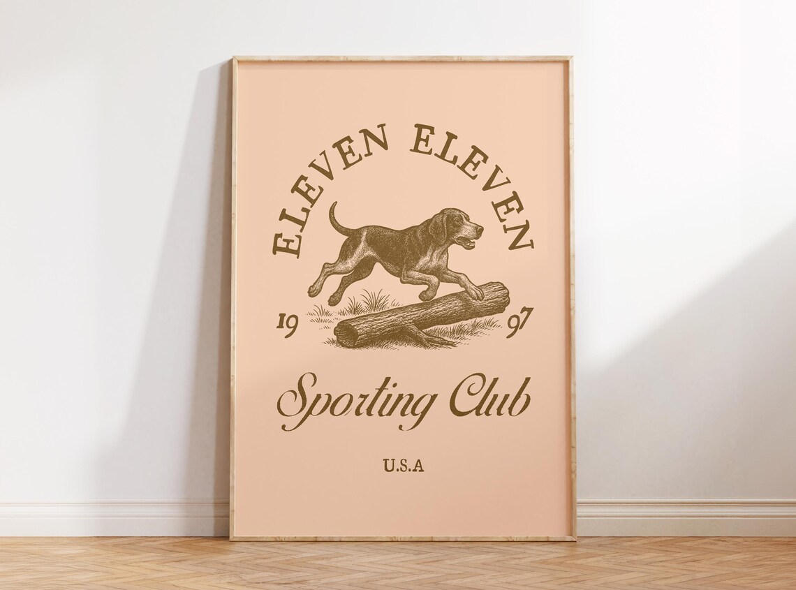 Eleven Eleven Sporting Club 1997 Vintage Hunting Dog Retro Style Poster