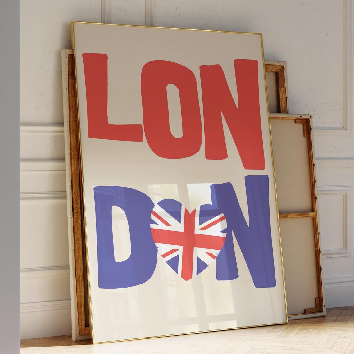 London Bold Typography Union Jack Heart Red Blue City Poster