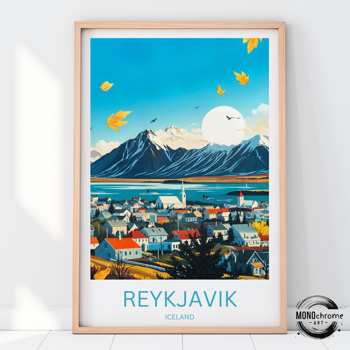 Reykjavik Travel Poster, Iceland Custom Text Gift