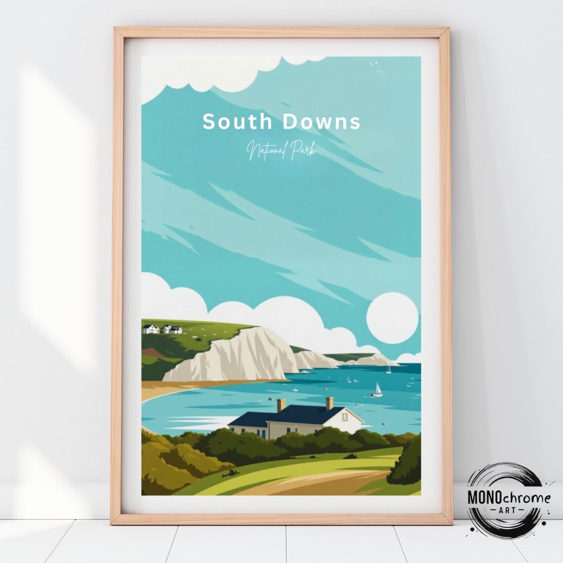 South Downs Travel Poster, Birthday Wedding Gift