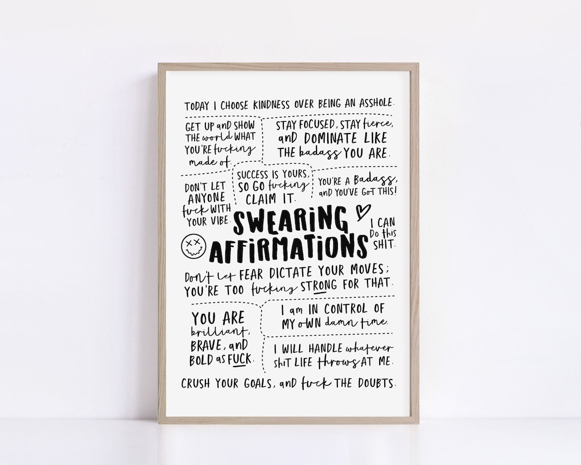 Swear Affirmations Positive Quotes Art Print - Image 2