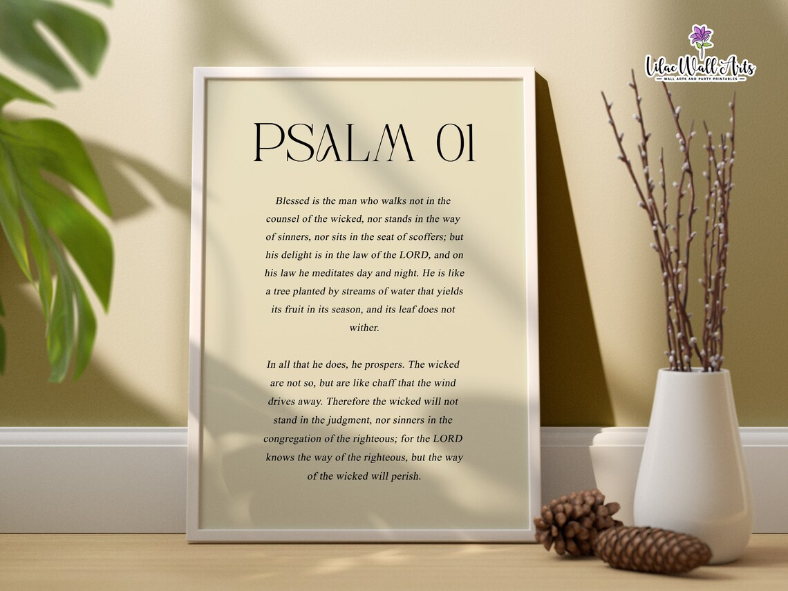 Psalm 01 Blessed Is The Man Classic Serif Bible Verse Text Poster - Image 3