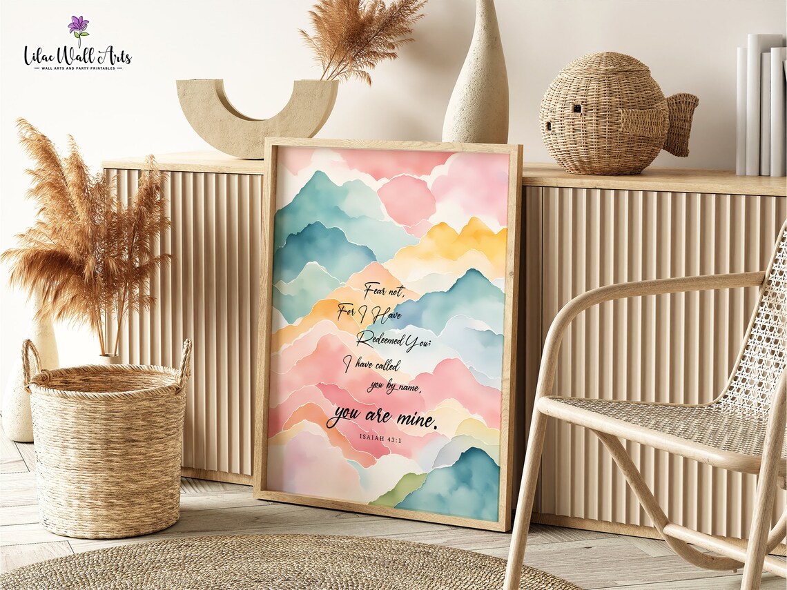 Isaiah 43 1 Fear Not Watercolor Mountain Pastel Christian Poster - Image 5