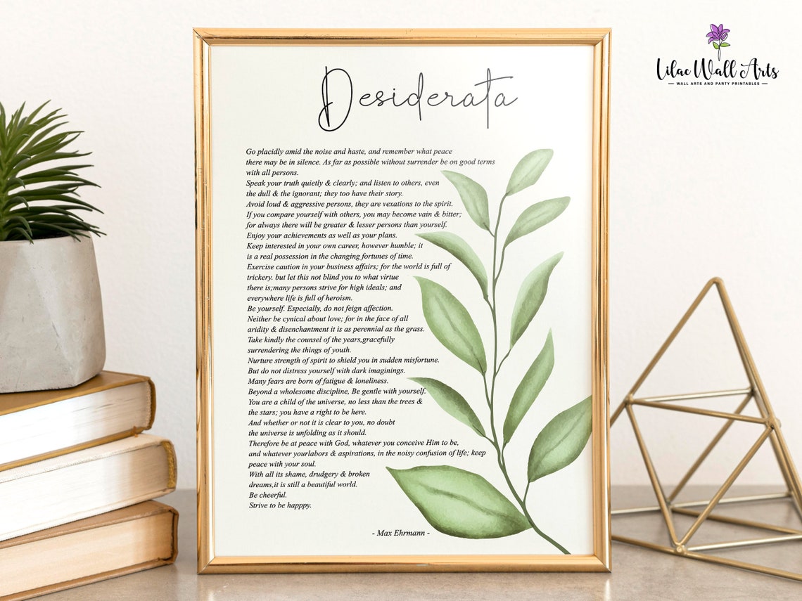 Max Ehrmann Desiderata Inspirational Sage Green Poem Art Poster - Image 6