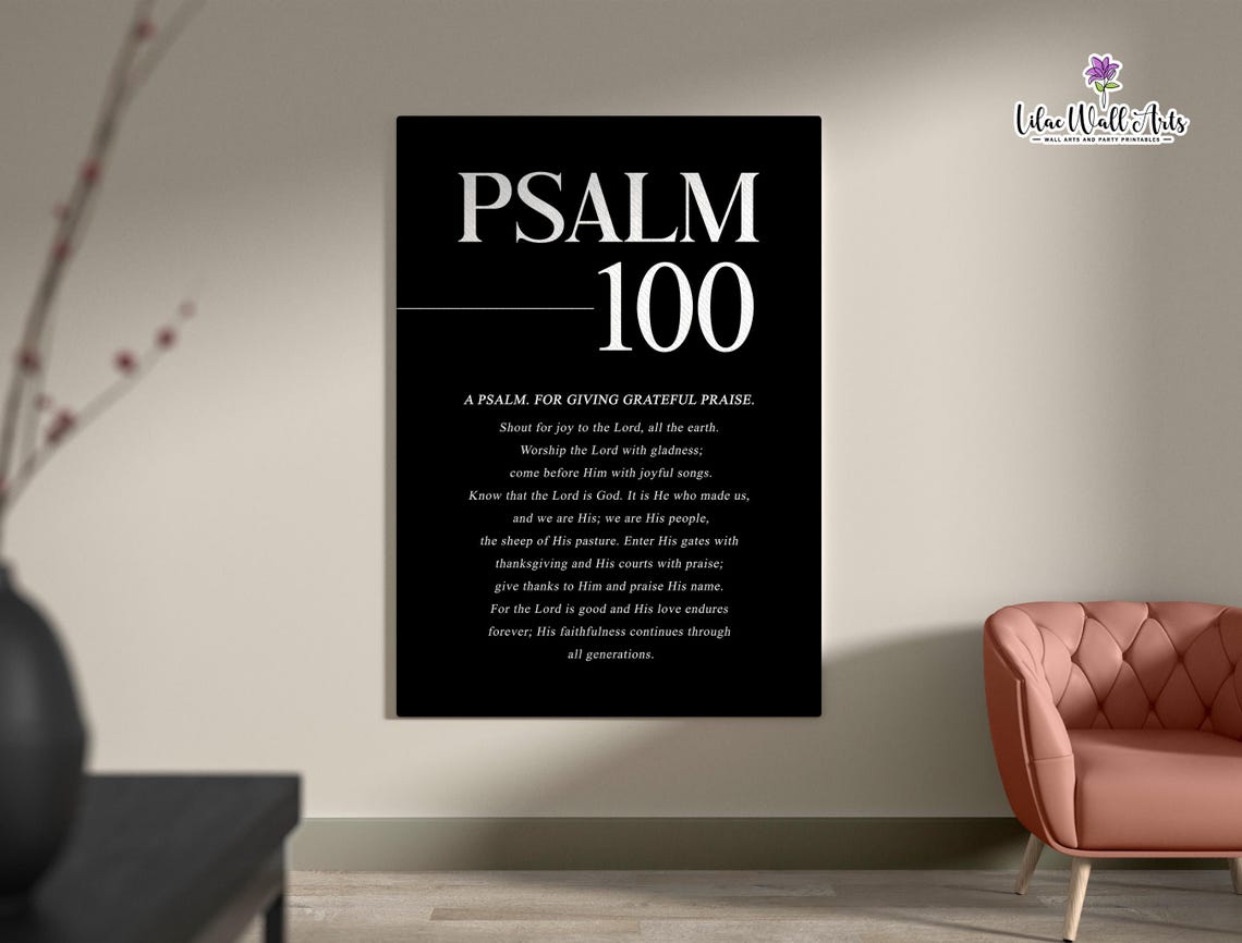 Psalm 100 Shout For Joy To The Lord Full Text Minimalist Decor Poster - Image 2