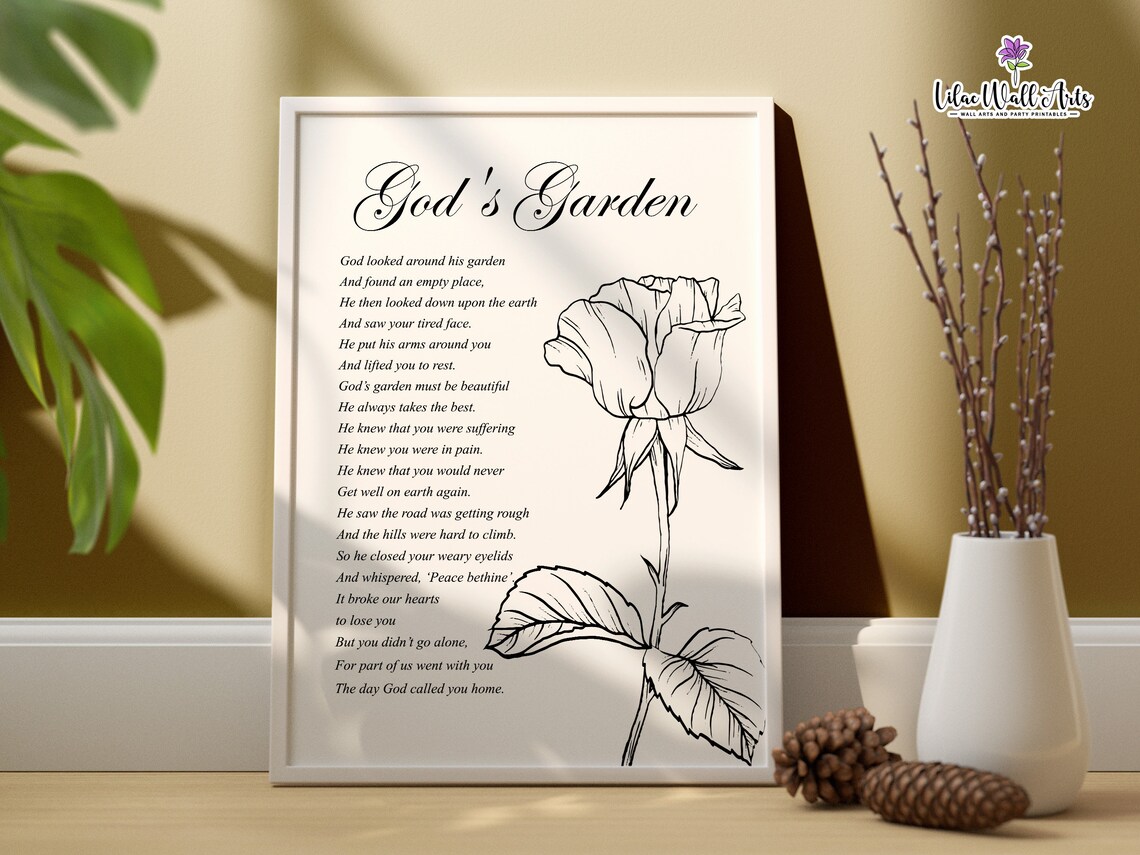 Gods Garden Sympathy Poem Memorial Art Print