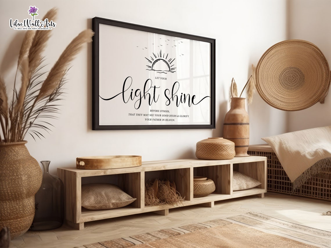 Let Your Light Shine Before Others Bible Verse Sunrise Quote Poster - Image 6