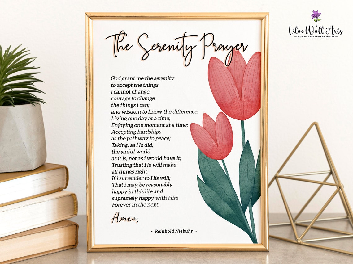 The Serenity Prayer Tulip Floral Inspirational Scripture Wall Art - Image 5