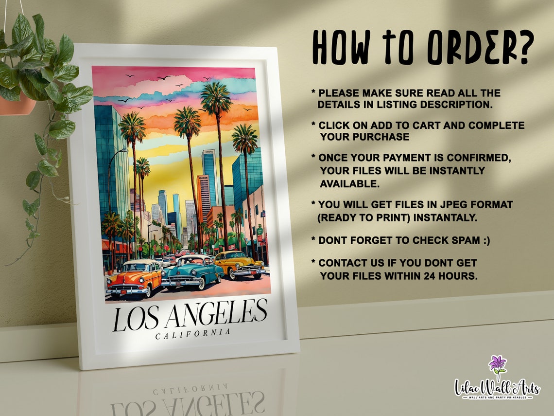 Los Angeles Map California Art California Travel Poster Print La Wall Art Los Angeles City Art California Gift Los Angeles Skyline - Image 3