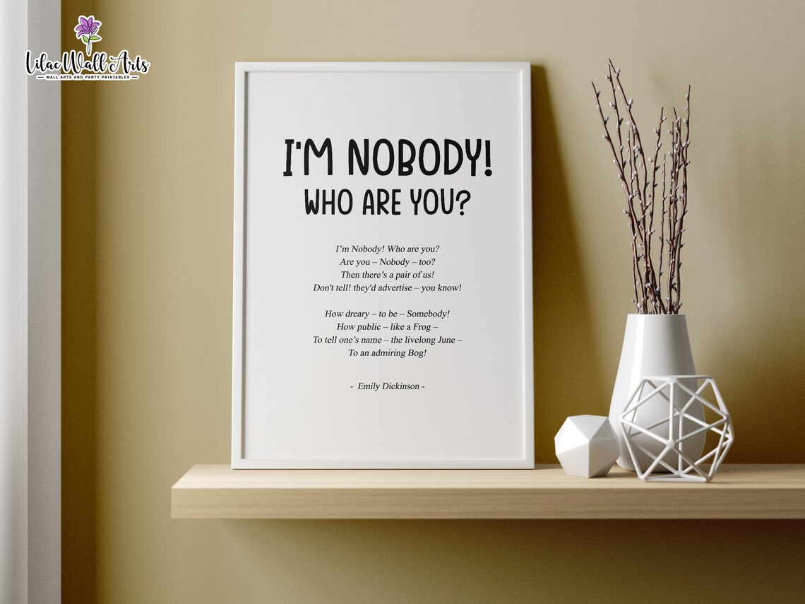 Im Nobody Who Are You Emily Dickinson Playful Poem Canvas Art Poster - Image 4