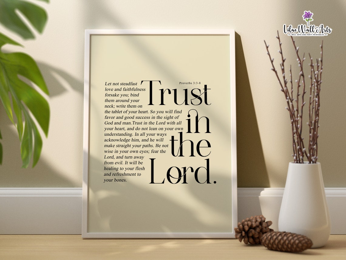 Proverbs 33 8 Esv Bible Verse Wall Art Trust In The Lord Proverbs Wall Art Trust In God Decal Bible Verse Artwork Biblical Art Modern - Image 5
