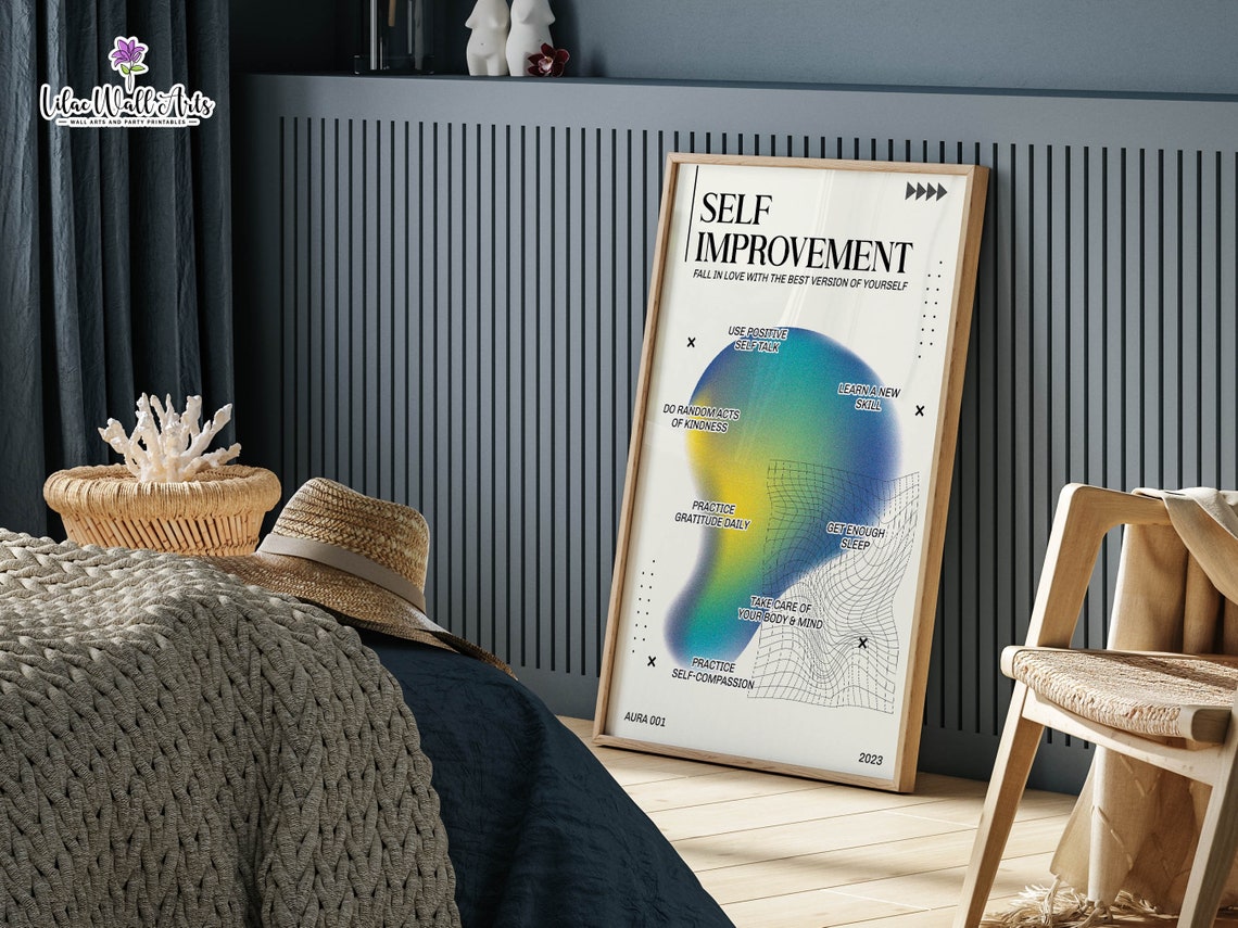 Self Improvement Blue Green Aura Gradient Personal Growth Quote Poster - Image 2