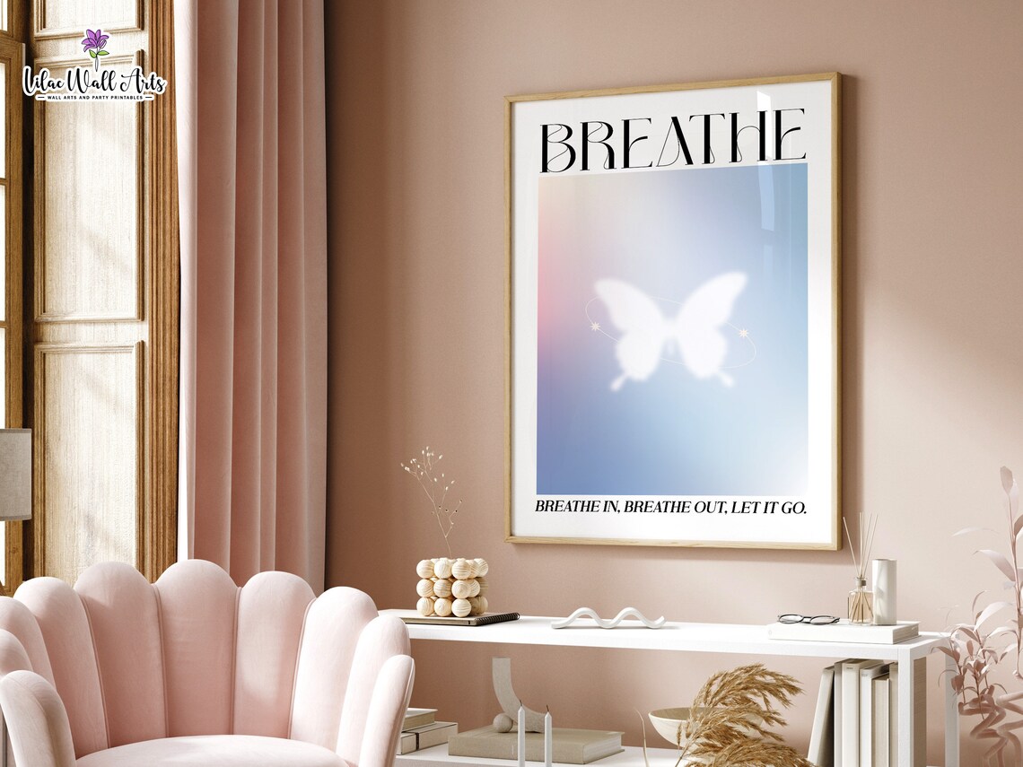 Breathe Butterfly Blue Aura Breathe In Breathe Out Let It Go Poster - Image 3