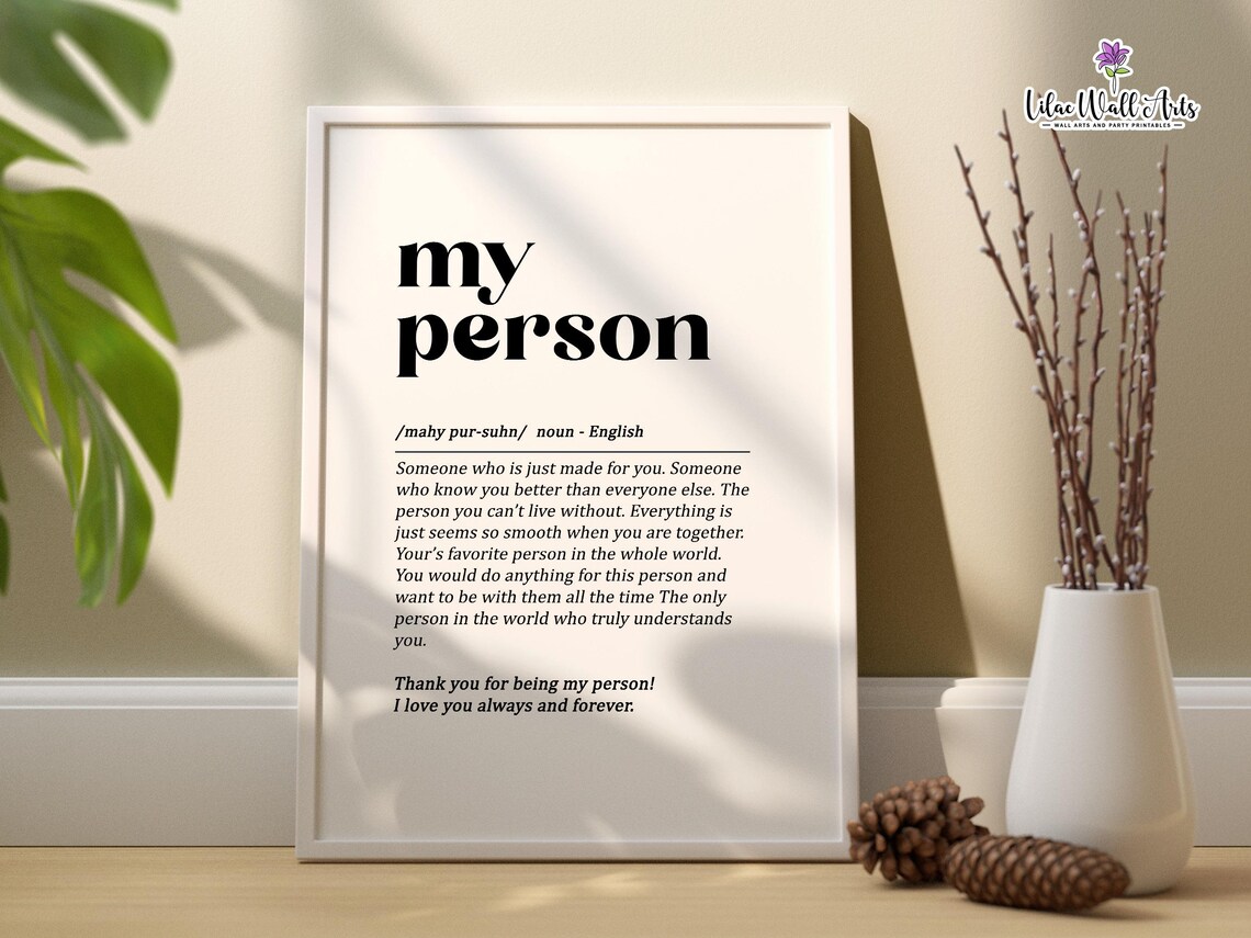 My Person Definition Art Print, Best Friend Gift