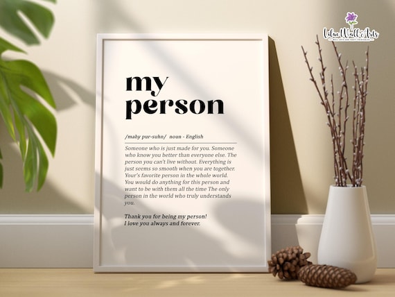 My Person Definition Art Print, Best Friend Gift