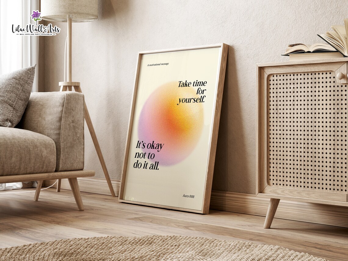 Take Time for Yourself Cream Aura Motivational Quote Art Poster - Image 5