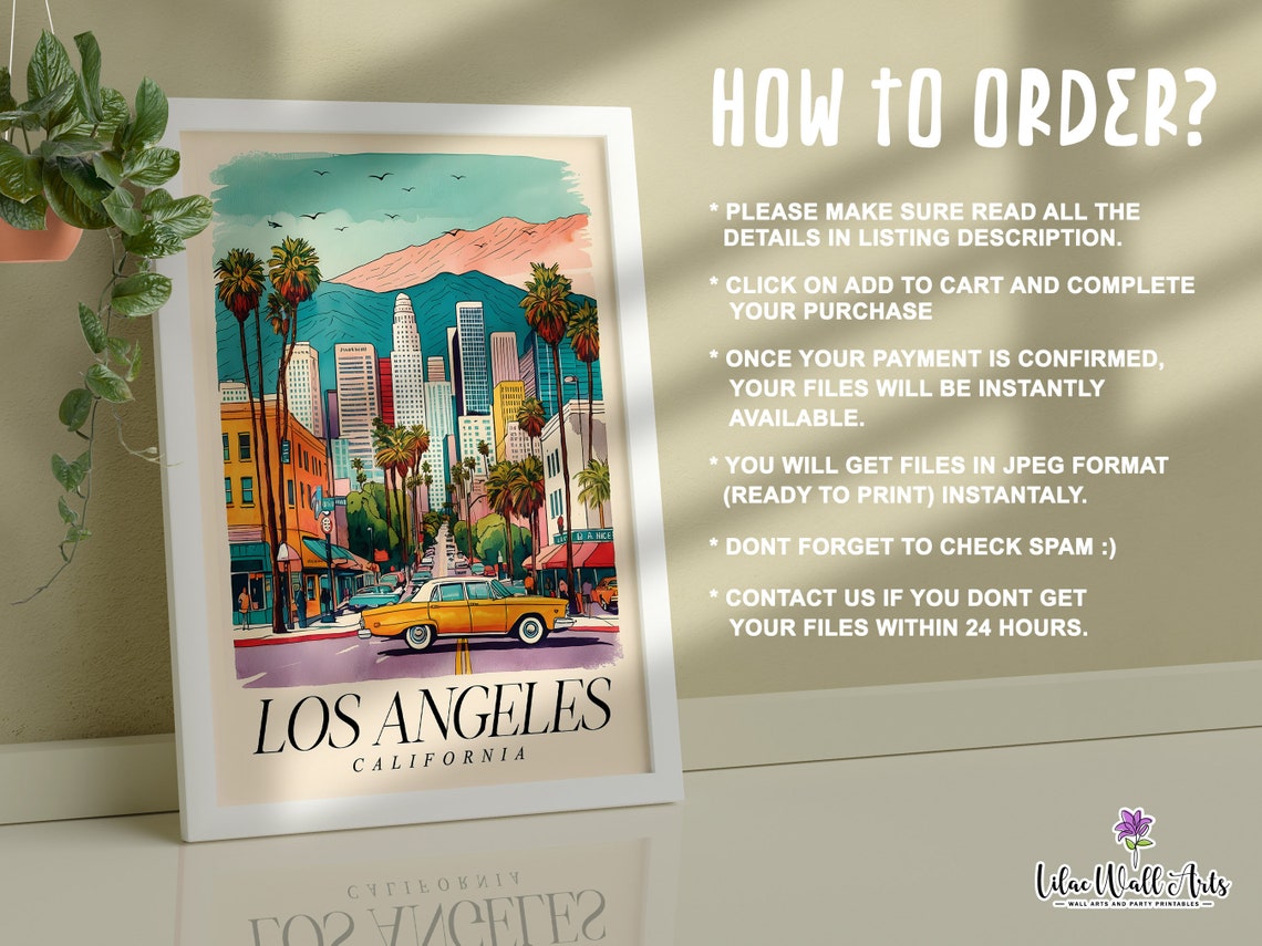 Los Angeles Print La Poster California Wall Art Los Angeles Poster California Print California Artwork California Poster La Print La Art - Image 3