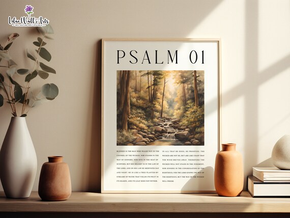 Psalm 1 Wall Art Psalm Wall Art Watercolor Bible Art Scripture Wall Art Bible Sketches Bible Poster Bible Verse Poster Bible Designs