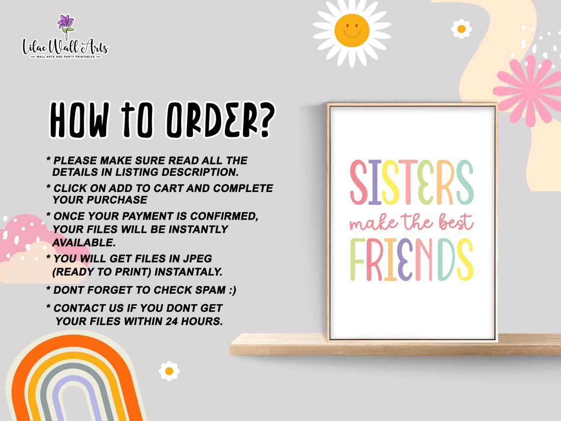 Sisters Make The Best Friends Print Crib Signs Playroom Decor Girls Room Prints Sisters Wall Art Girls Room Sign Girl Nursery - Image 3