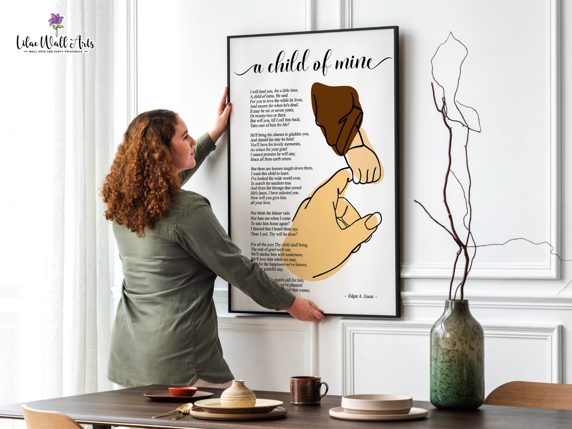 A Child Of Mine Edgar Guest Tender Memorial Comfort Poem Art Poster - Image 2