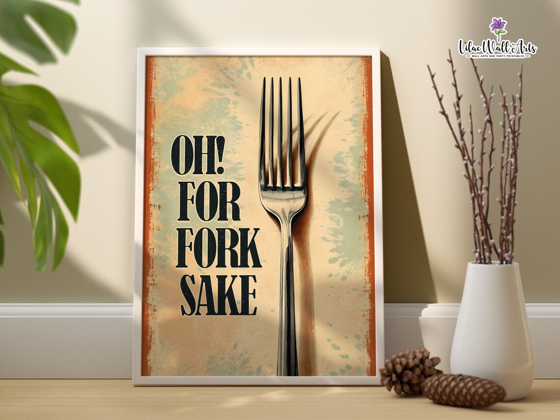 For Fork Sake Print Fork Art Caf Poster Kitchen Print Fun Kitchen Art Gifts For Chef Art Print Cute Apartment Dcor Cool Kitchen Dcor