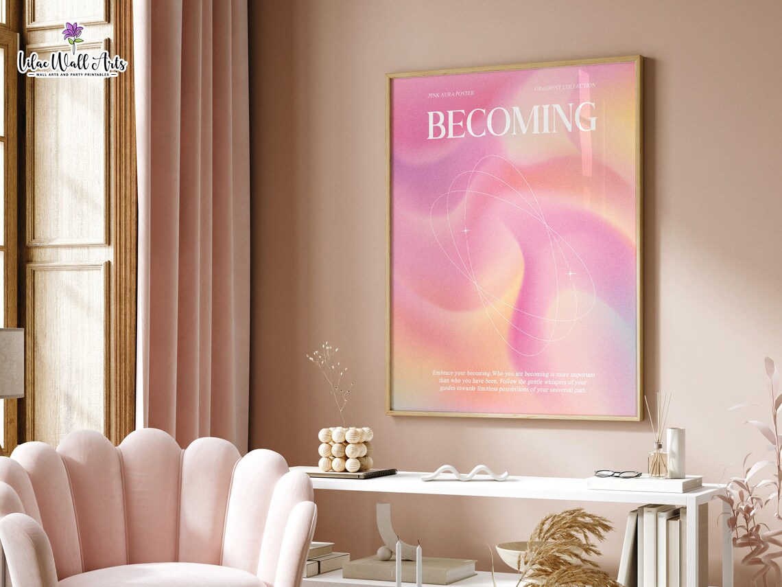 Becoming Pink Aura Gradient Collection Spiritual Affirmation Wall Art - Image 4