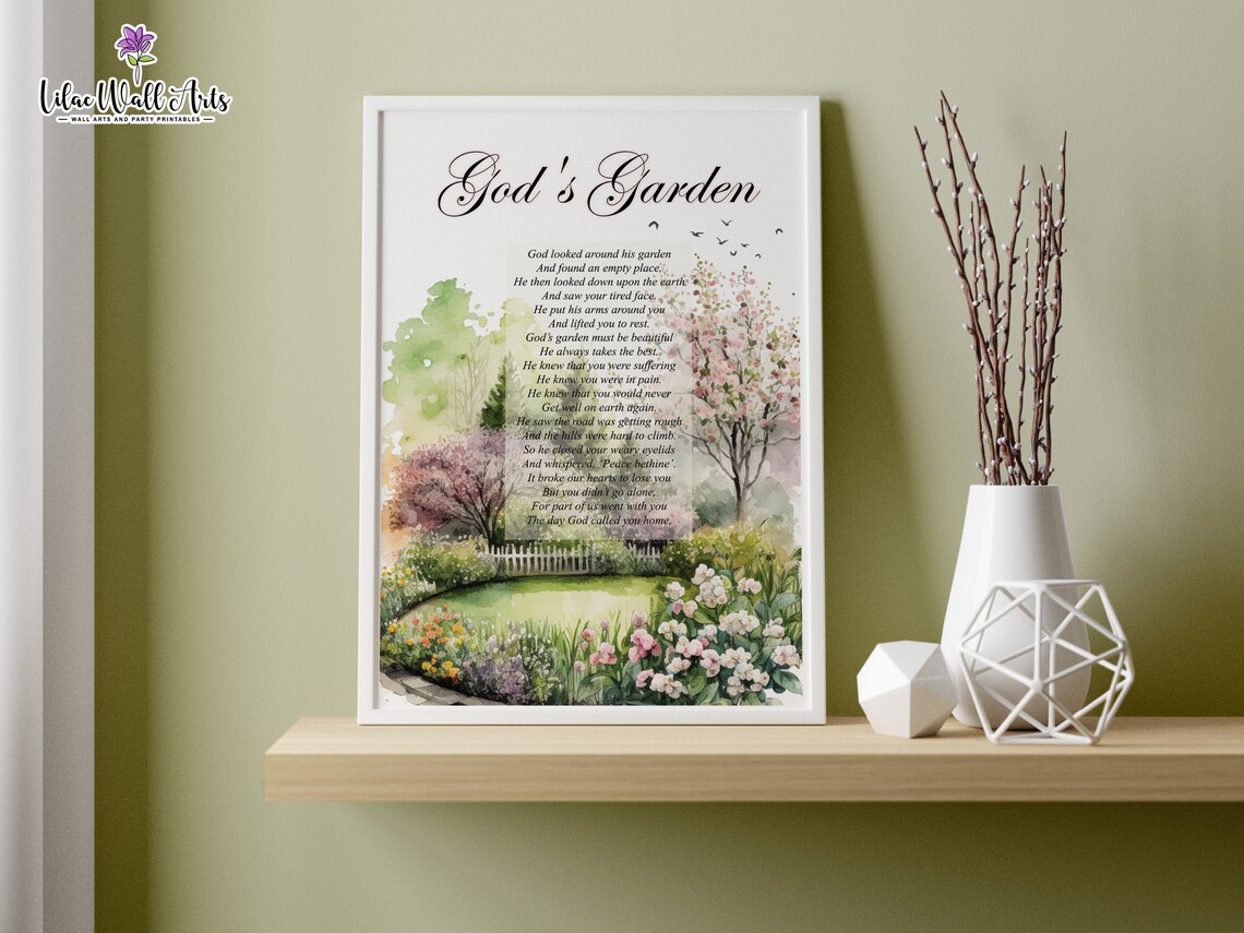 Gods Garden Memorial Poem, Religious Art Print - Image 5