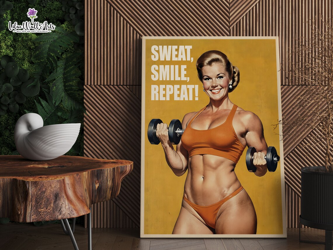 Gym Retro Poster, Fitness Motivation Wall Art