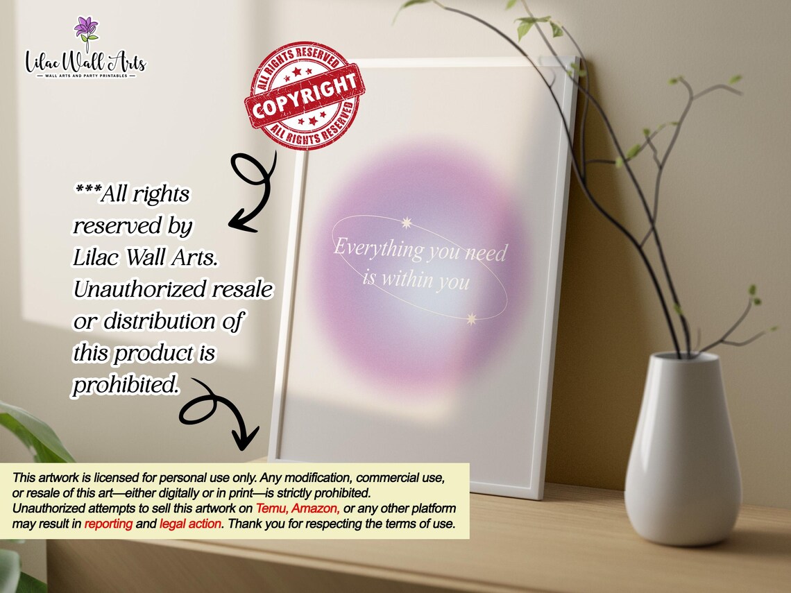 Everything You Need Is Within You Purple Aura Affirmation Quote Poster - Image 6