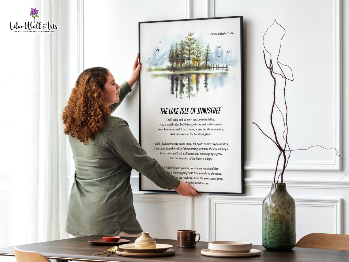 The Lake Isle Of Innisfree Yeats Poem Misty Lake Watercolor Art Poster - Image 4