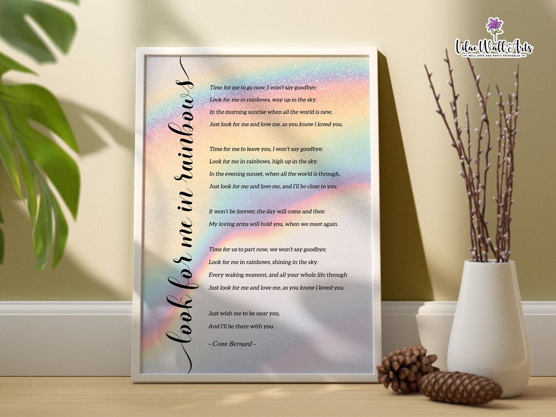 Look For Me In Rainbows Funeral Poem Memorial Print - Image 6