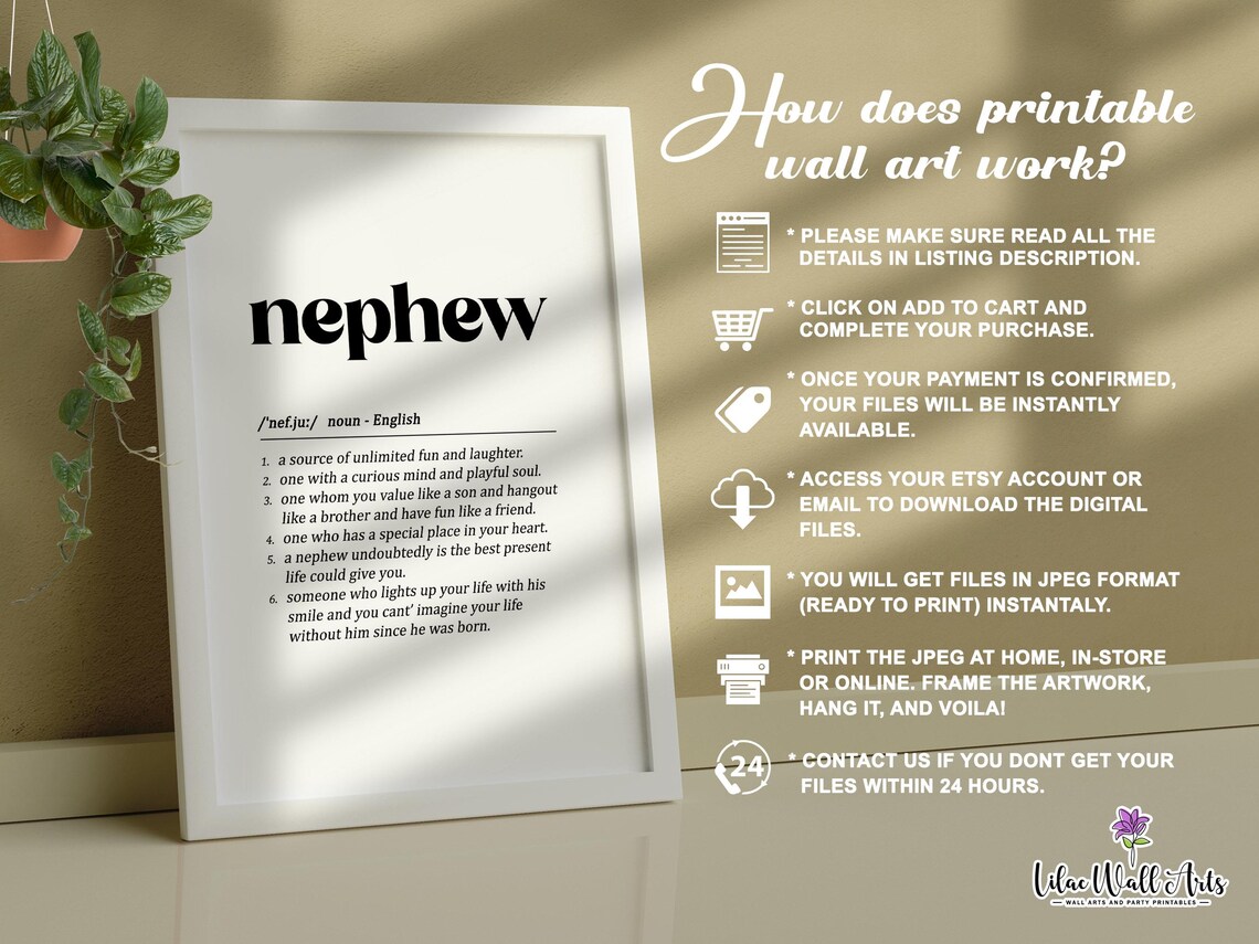 Nephew Definition Art Print, Funny Family Gift - Image 2