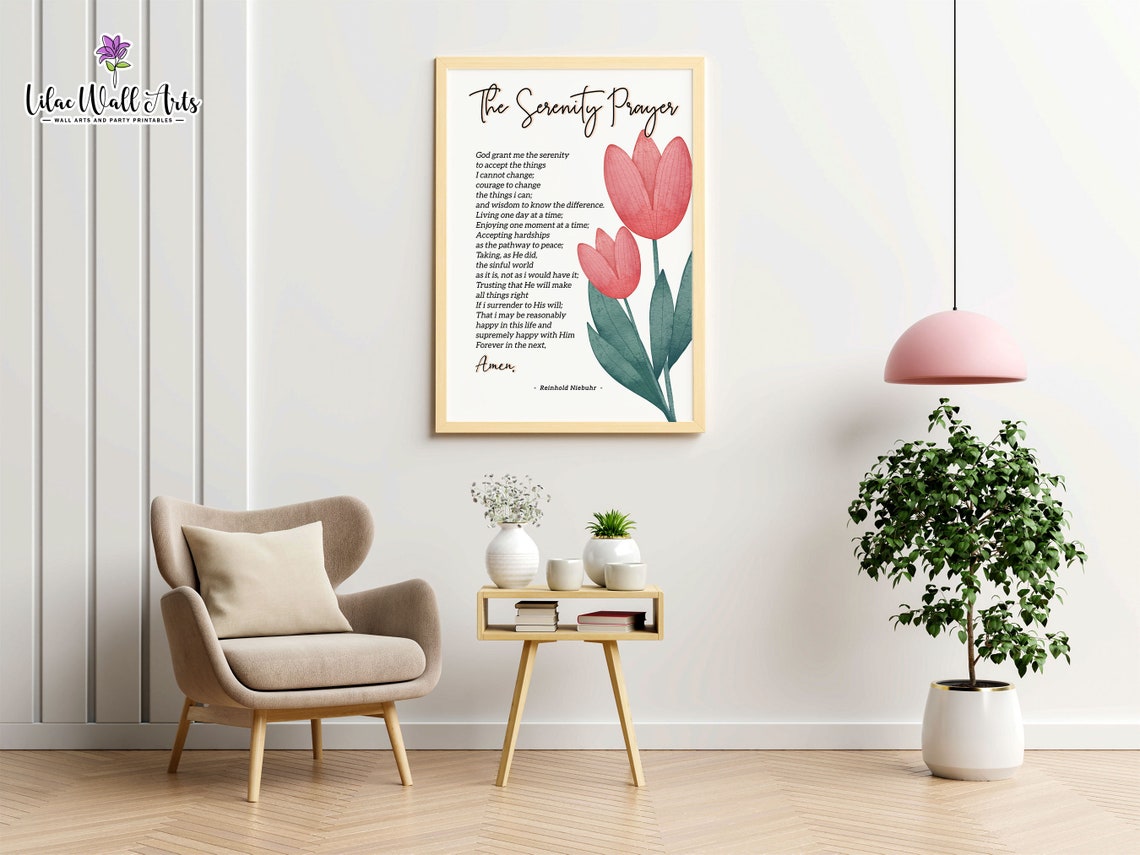 The Serenity Prayer Tulip Floral Inspirational Scripture Wall Art - Image 6